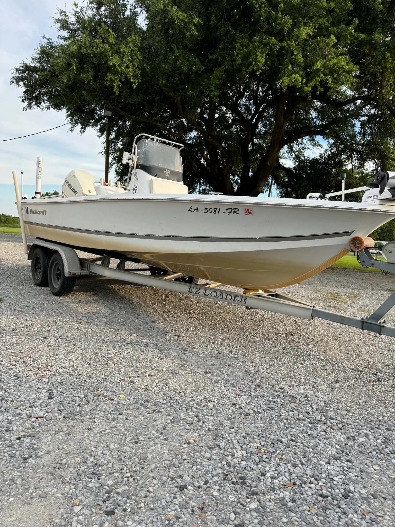 White boat showing a polished hull